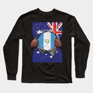 Guatemala Flag Australian Flag Ripped - Gift for Guatemalan From Guatemala Long Sleeve T-Shirt